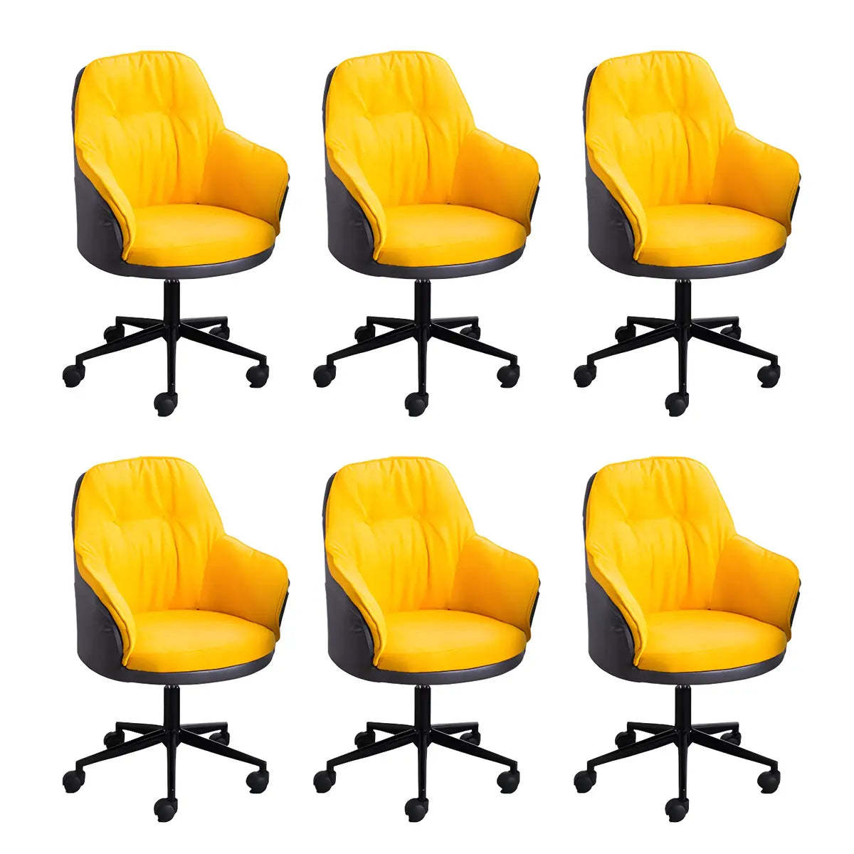 Contemporary Houndstooth Office Chair with Wheels — 2 Piece Set / Orange / Steel
