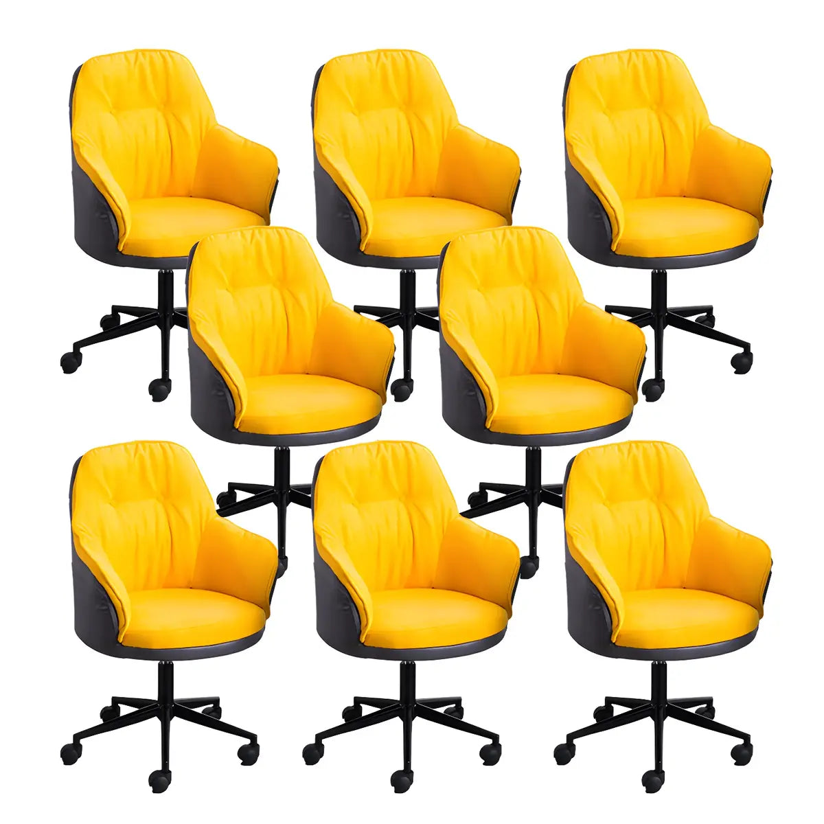 Contemporary Houndstooth Office Chair with Wheels — 2 Piece Set / Orange / Nylon