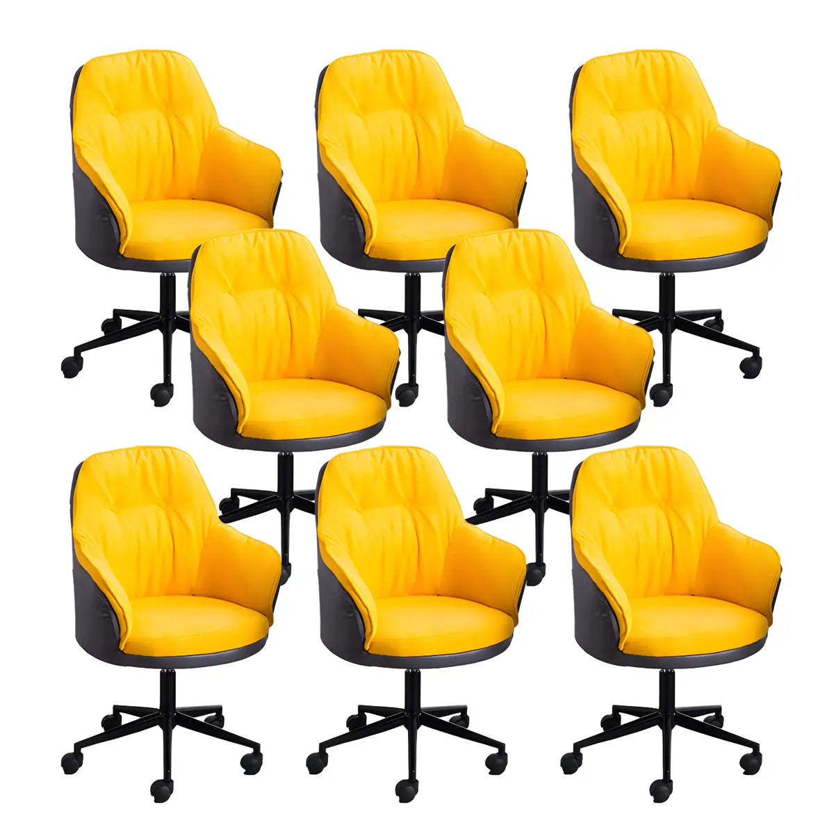 Contemporary Houndstooth Office Chair with Wheels — 2 Piece Set / Orange / Nylon