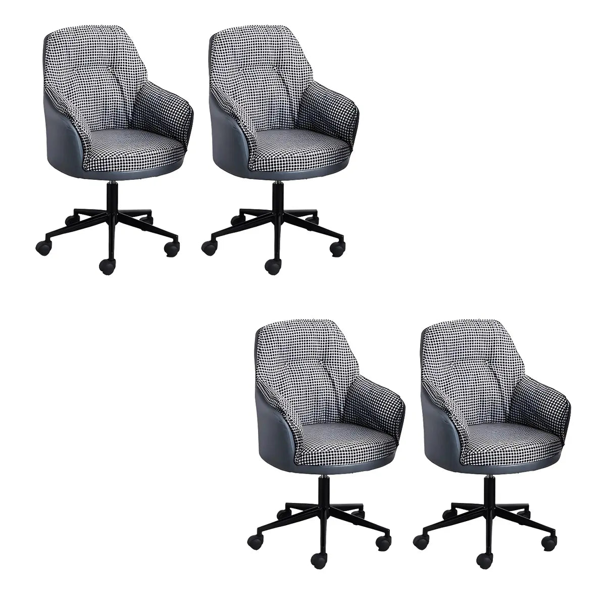 Contemporary Houndstooth Office Chair with Wheels — 2 Piece Set / Yellow / Nylon