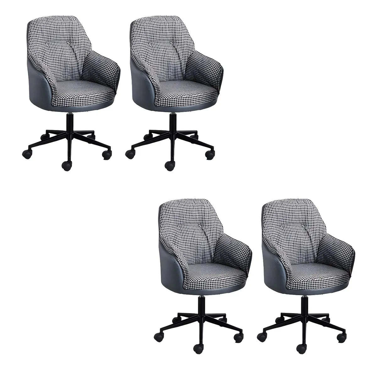 Contemporary Houndstooth Office Chair with Wheels — 2 Piece Set / Yellow / Nylon