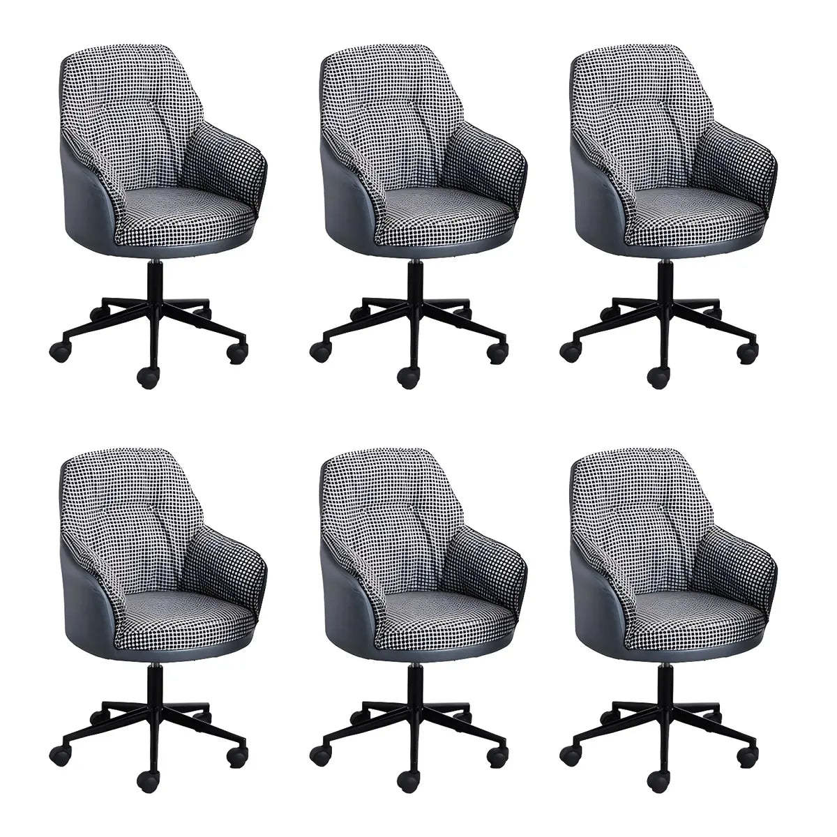 Contemporary Houndstooth Office Chair with Wheels — 4 Piece Set / Blue / Steel