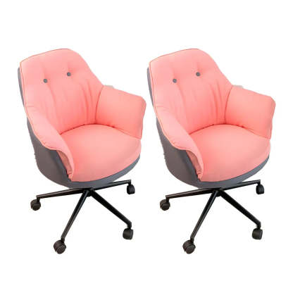 Contemporary Houndstooth Office Chair with Wheels — 4 Piece Set / Yellow / Steel