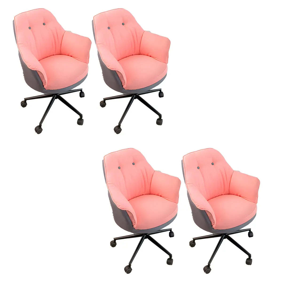 Contemporary Houndstooth Office Chair with Wheels — 4 Piece Set / Yellow / Nylon