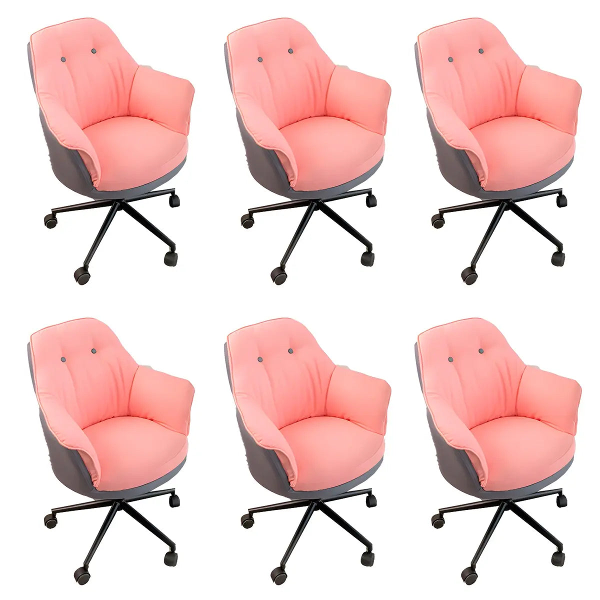 Contemporary Houndstooth Office Chair with Wheels — 6 Piece Set / Blue / Steel