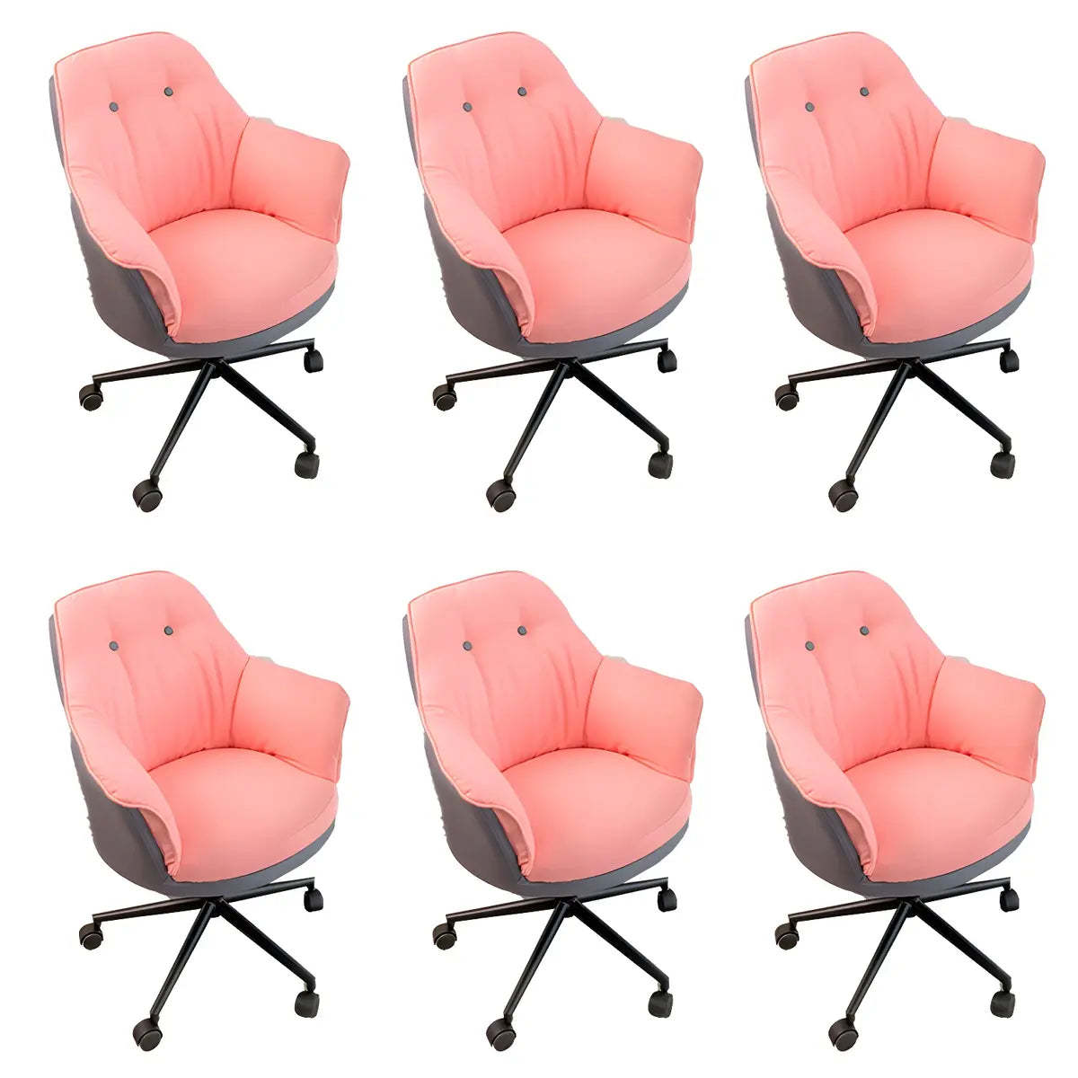 Contemporary Houndstooth Office Chair with Wheels — 6 Piece Set / Blue / Steel