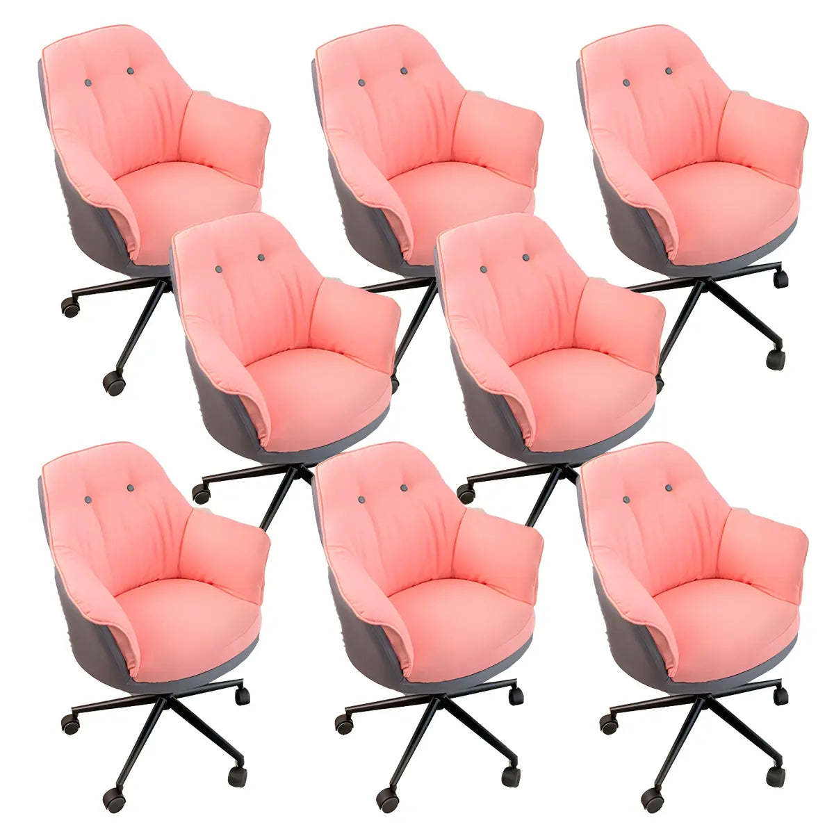 Contemporary Houndstooth Office Chair with Wheels — 6 Piece Set / Cyan / Steel