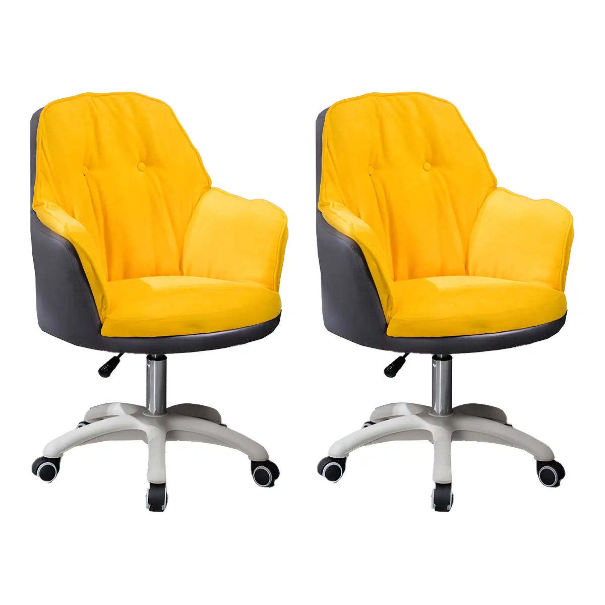 Contemporary Houndstooth Office Chair with Wheels — 6 Piece Set / Green / Steel