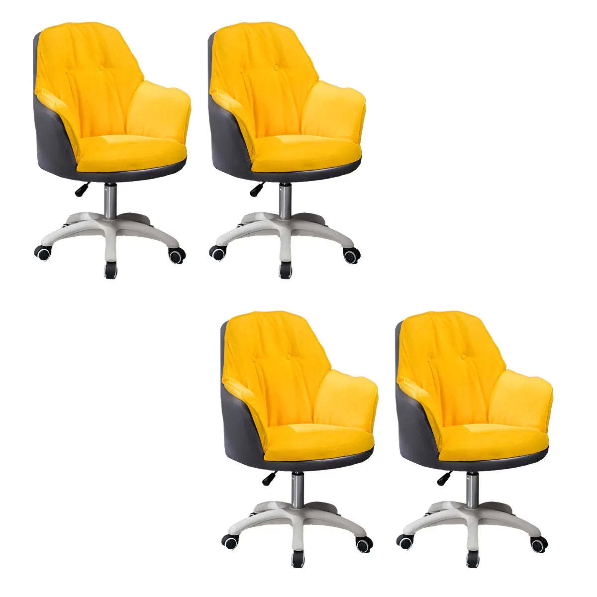 Contemporary Houndstooth Office Chair with Wheels — 6 Piece Set / Grey / Steel