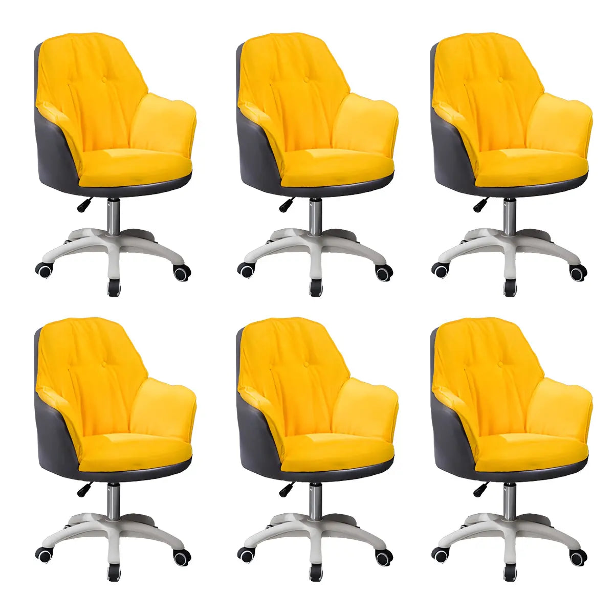 Contemporary Houndstooth Office Chair with Wheels — 6 Piece Set / Grey / Nylon