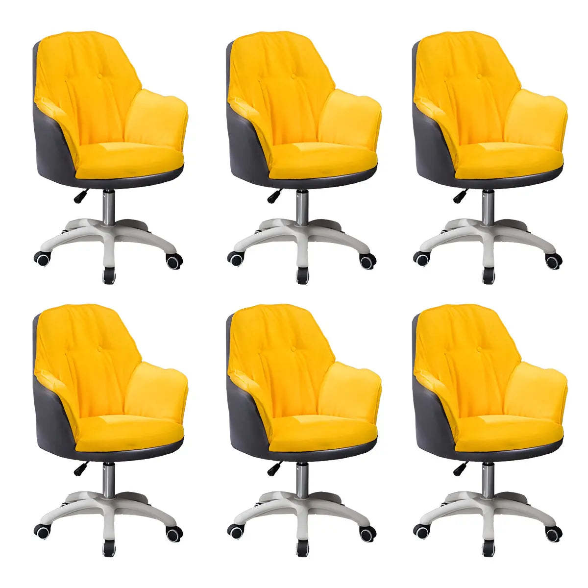 Contemporary Houndstooth Office Chair with Wheels — 6 Piece Set / Grey / Nylon