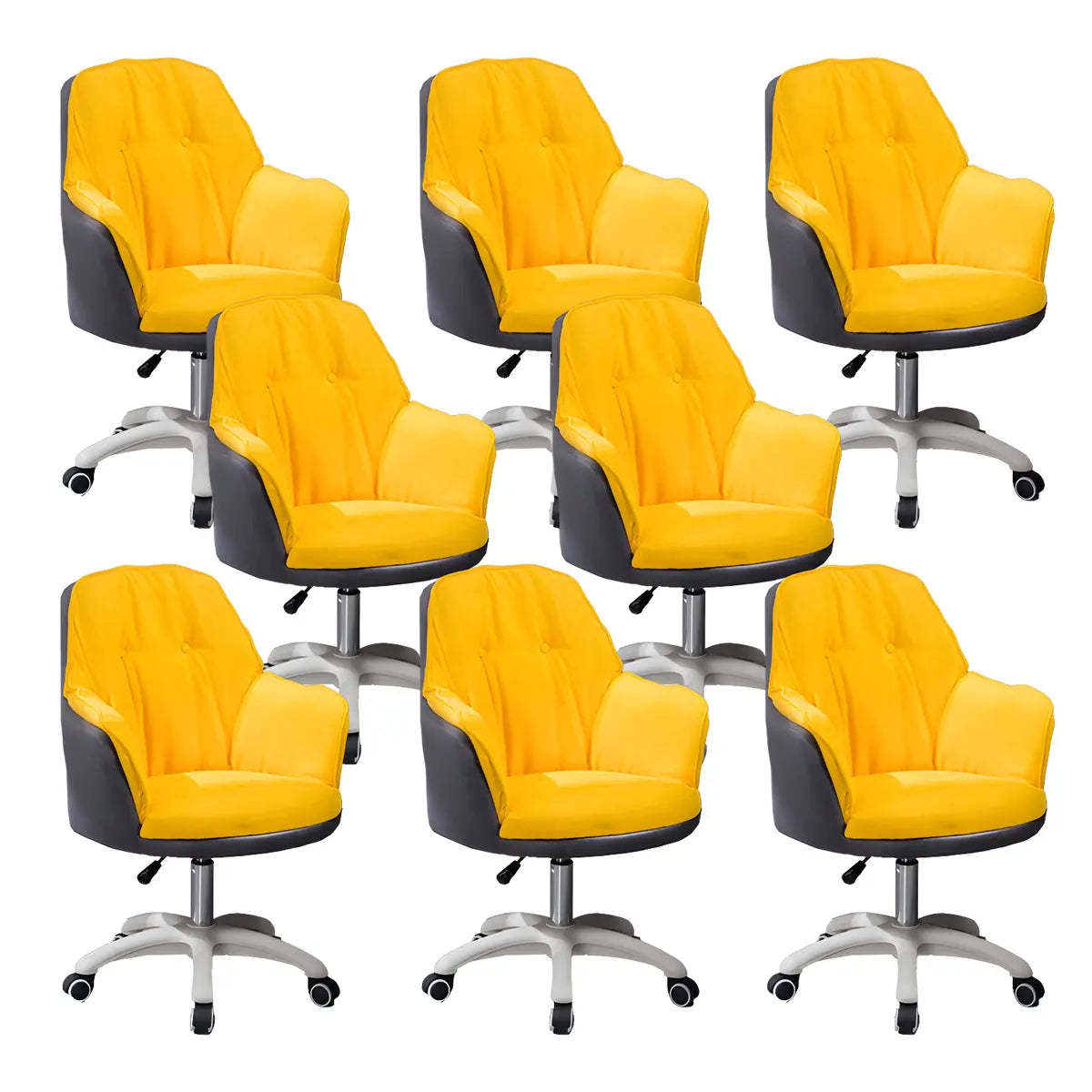 Contemporary Houndstooth Office Chair with Wheels — 6 Piece Set / Light Gray / Steel
