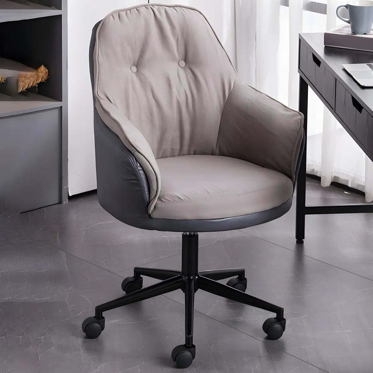Contemporary Houndstooth Office Chair with Wheels — 6 Piece Set / Light Gray / Nylon