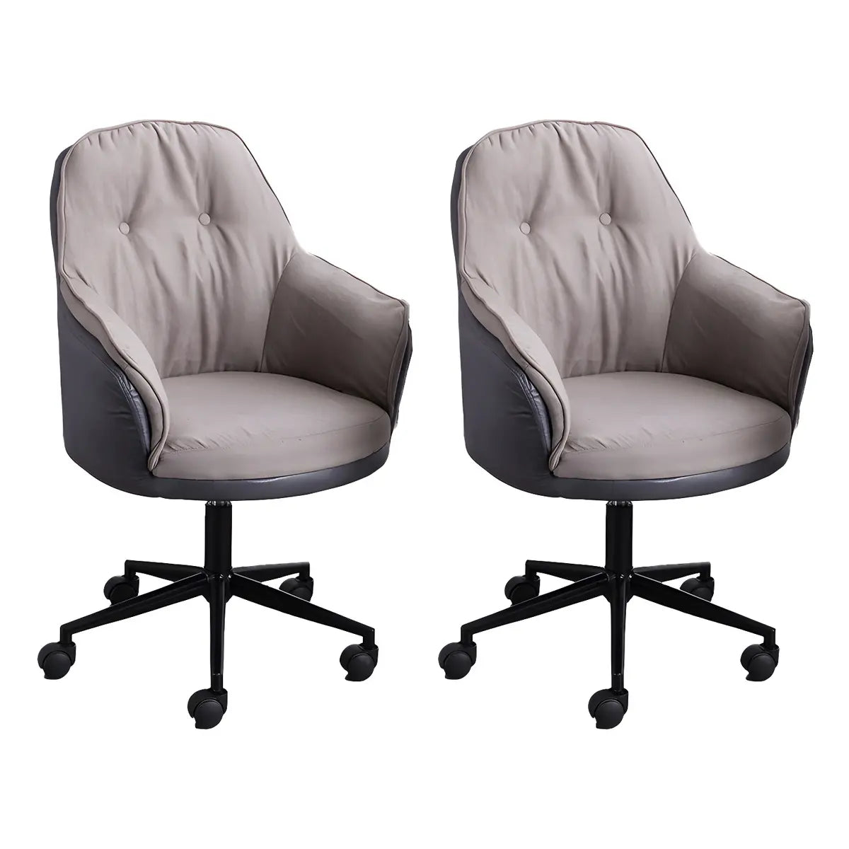 Contemporary Houndstooth Office Chair with Wheels — 6 Piece Set / Off-White / Steel