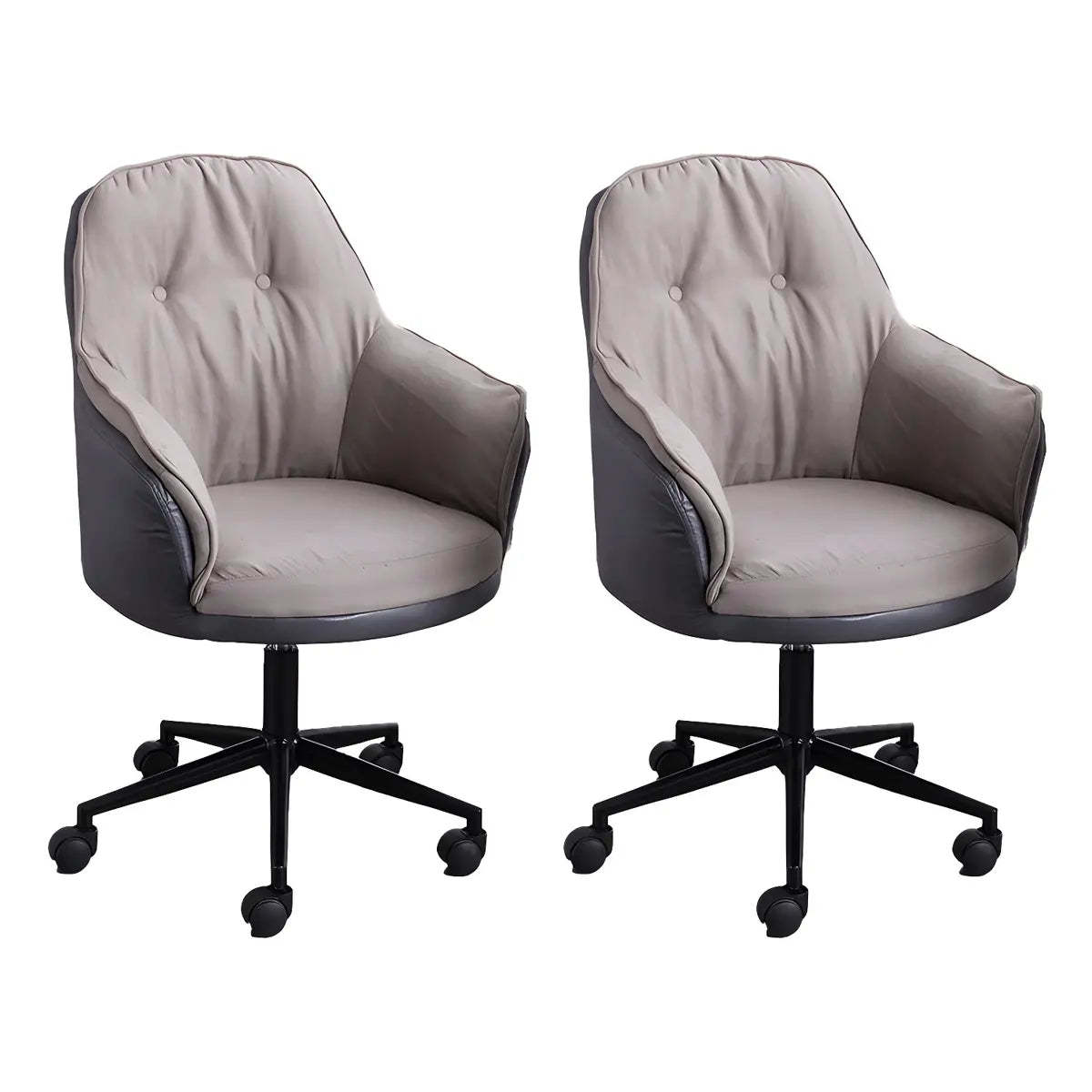 Contemporary Houndstooth Office Chair with Wheels — 6 Piece Set / Off-White / Steel