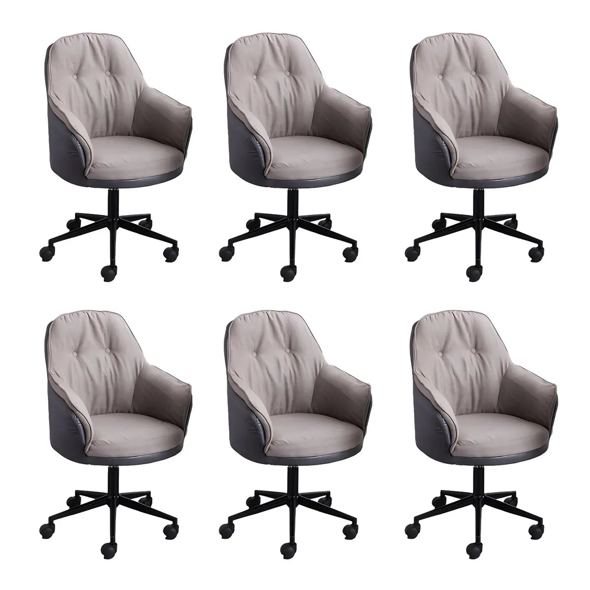 Contemporary Houndstooth Office Chair with Wheels — 6 Piece Set / Orange / Nylon