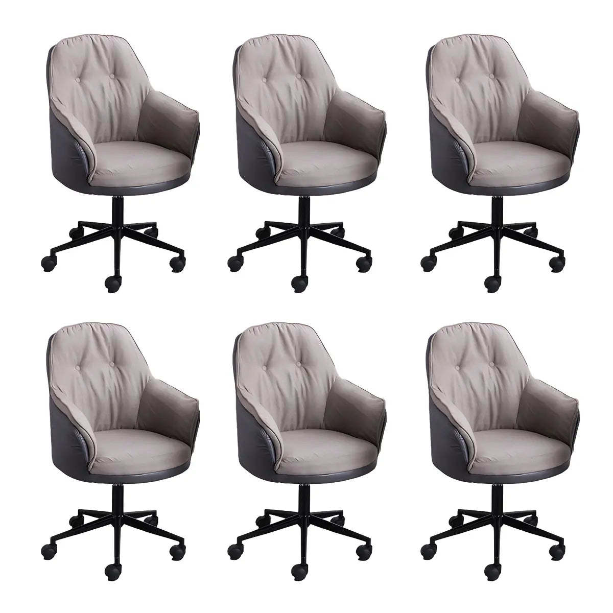 Contemporary Houndstooth Office Chair with Wheels — 6 Piece Set / Orange / Nylon