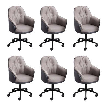 Contemporary Houndstooth Office Chair with Wheels — 6 Piece Set / Orange / Nylon