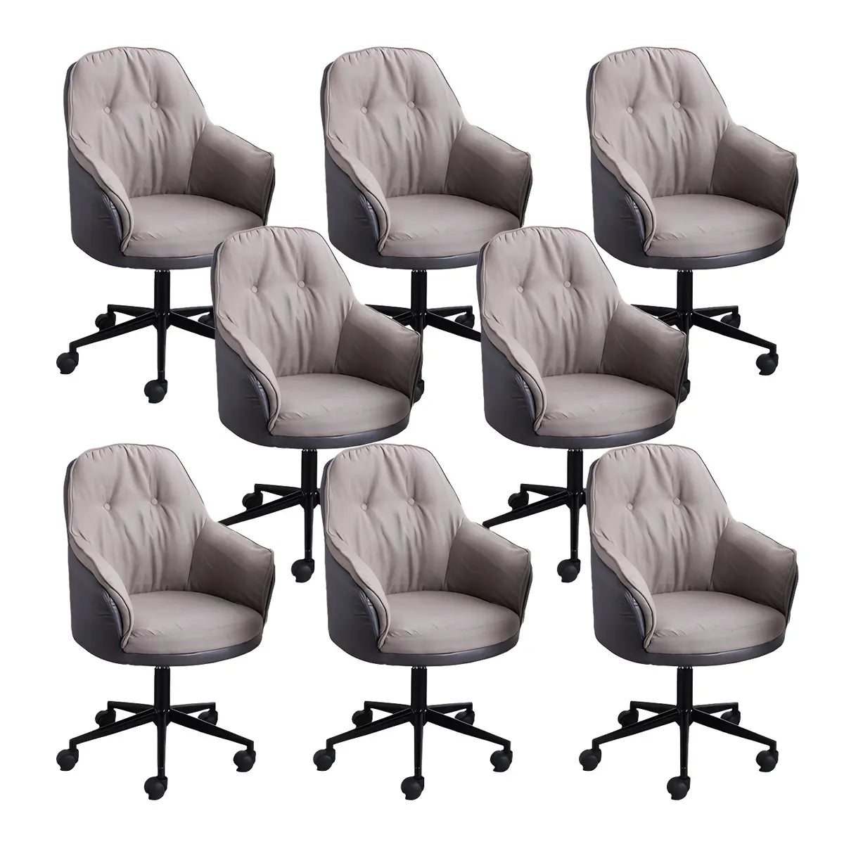 Contemporary Houndstooth Office Chair with Wheels — 6 Piece Set / Pink / Steel