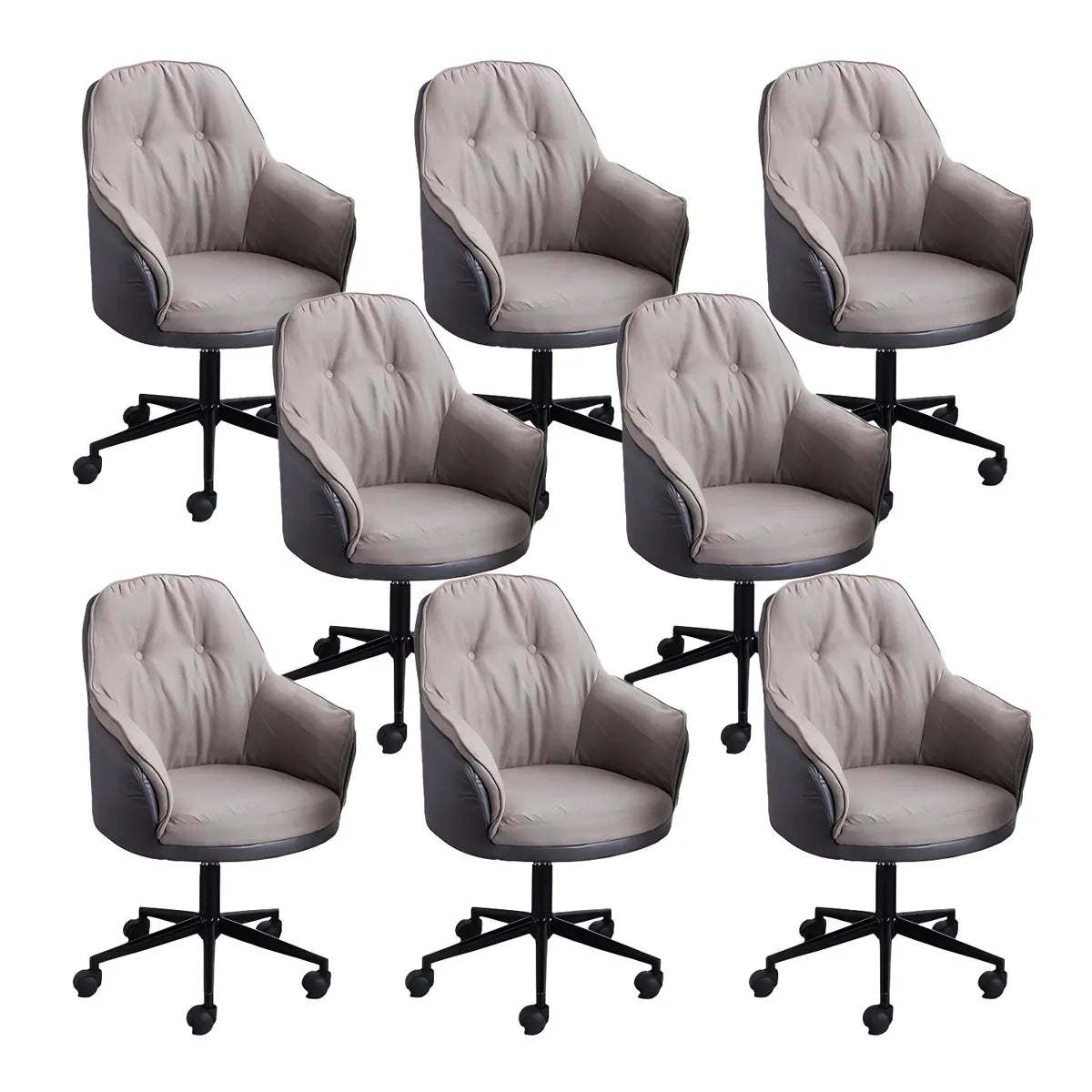 Contemporary Houndstooth Office Chair with Wheels — 6 Piece Set / Pink / Steel