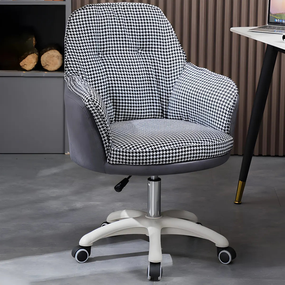 Contemporary Houndstooth Office Chair with Wheels — 6 Piece Set / Yellow / Steel
