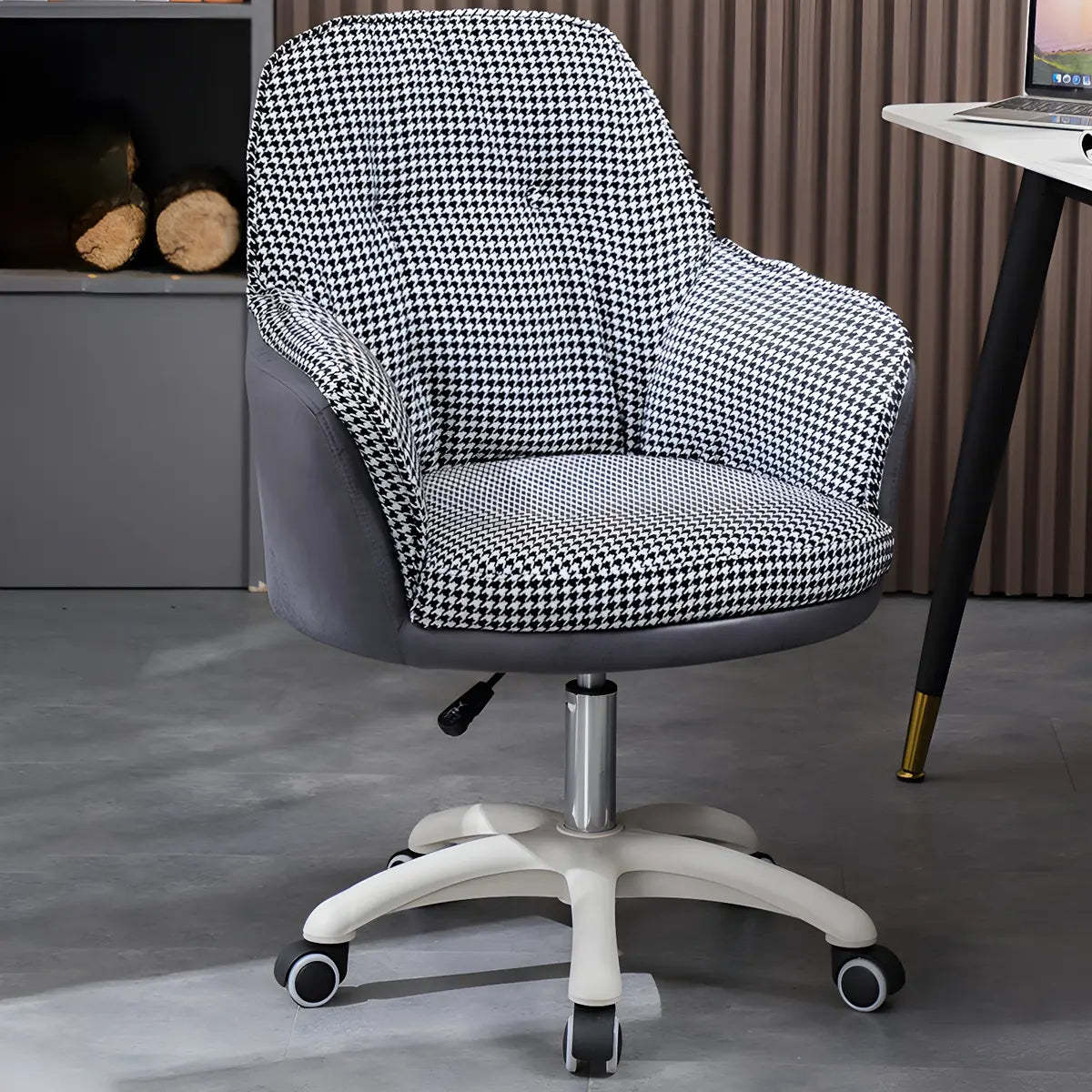 Contemporary Houndstooth Office Chair with Wheels — 6 Piece Set / Yellow / Steel