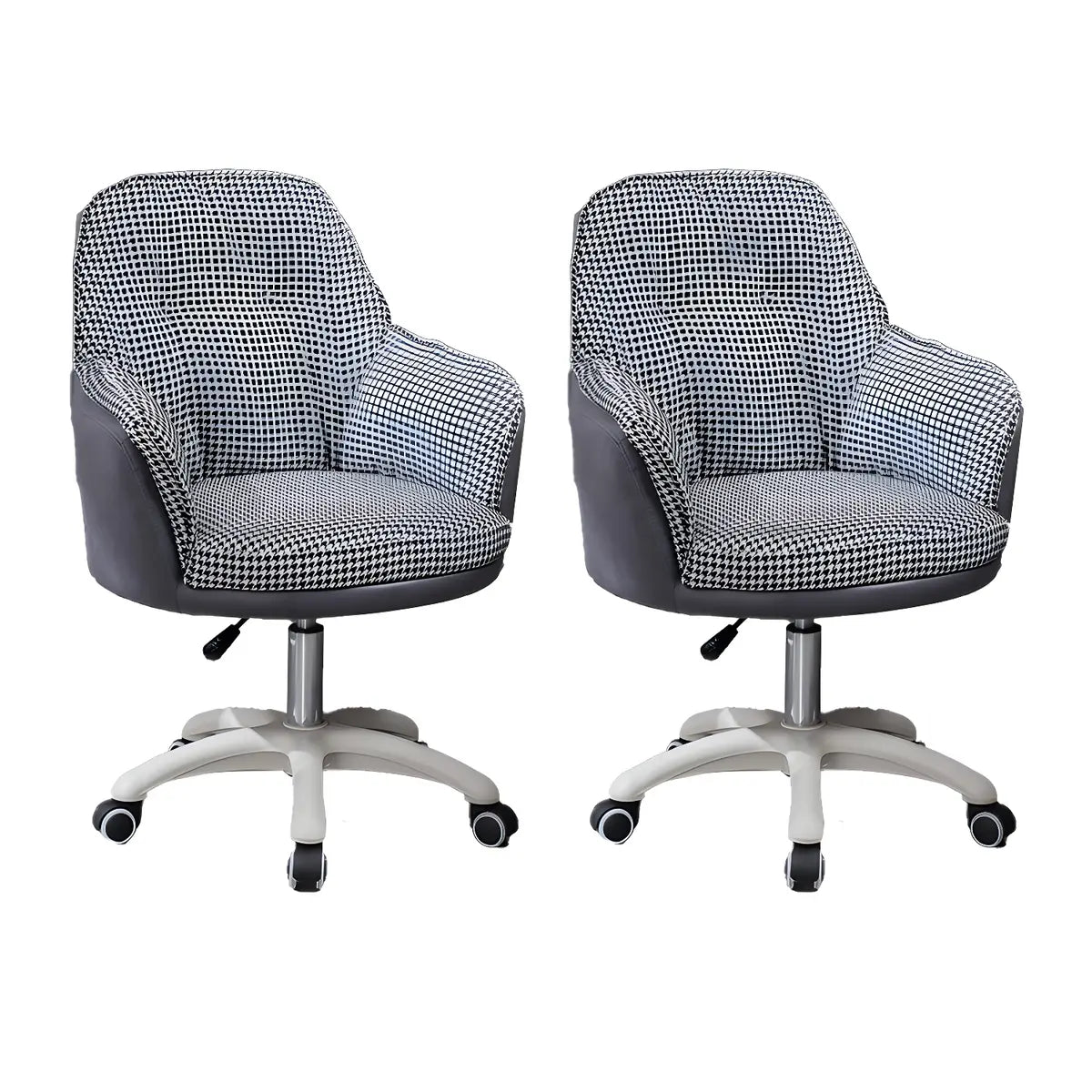 Contemporary Houndstooth Office Chair with Wheels — 6 Piece Set / Yellow / Nylon