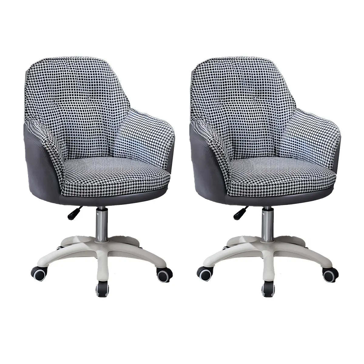 Contemporary Houndstooth Office Chair with Wheels — 6 Piece Set / Yellow / Nylon