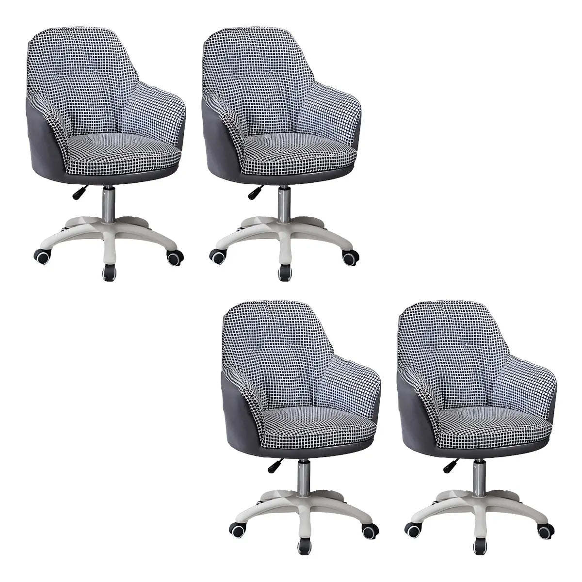 Contemporary Houndstooth Office Chair with Wheels — 8 Piece Set / Blue / Steel