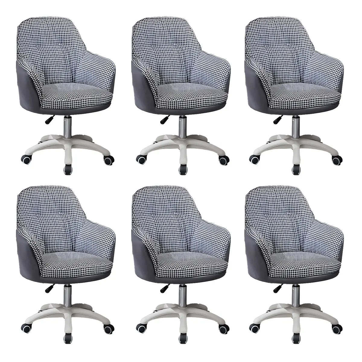 Contemporary Houndstooth Office Chair with Wheels — 8 Piece Set / Cyan / Steel