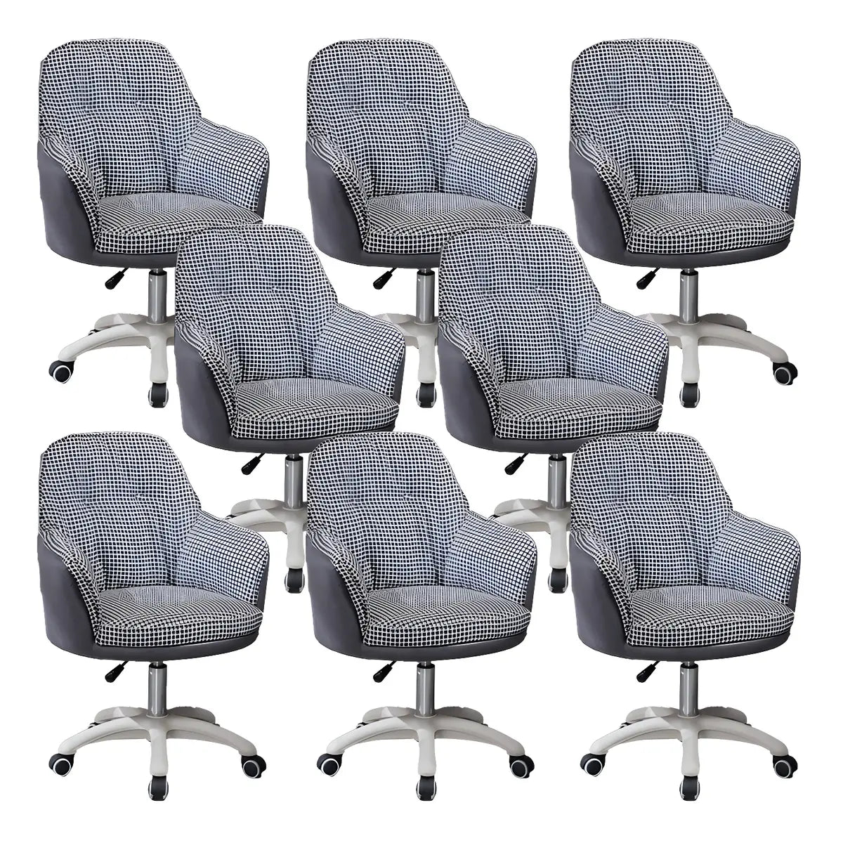 Contemporary Houndstooth Office Chair with Wheels — 8 Piece Set / Cyan / Nylon