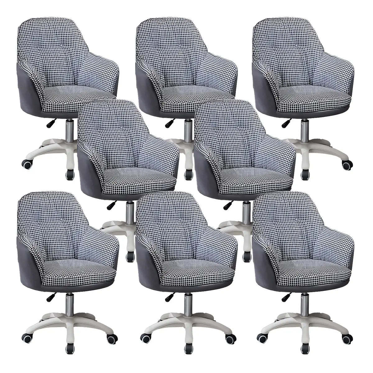 Contemporary Houndstooth Office Chair with Wheels — 8 Piece Set / Cyan / Nylon