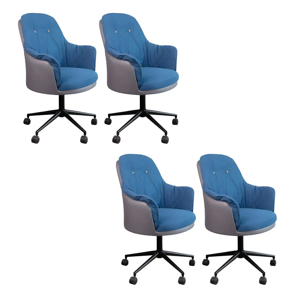 Contemporary Houndstooth Office Chair with Wheels — 1 Piece / Grey / Steel