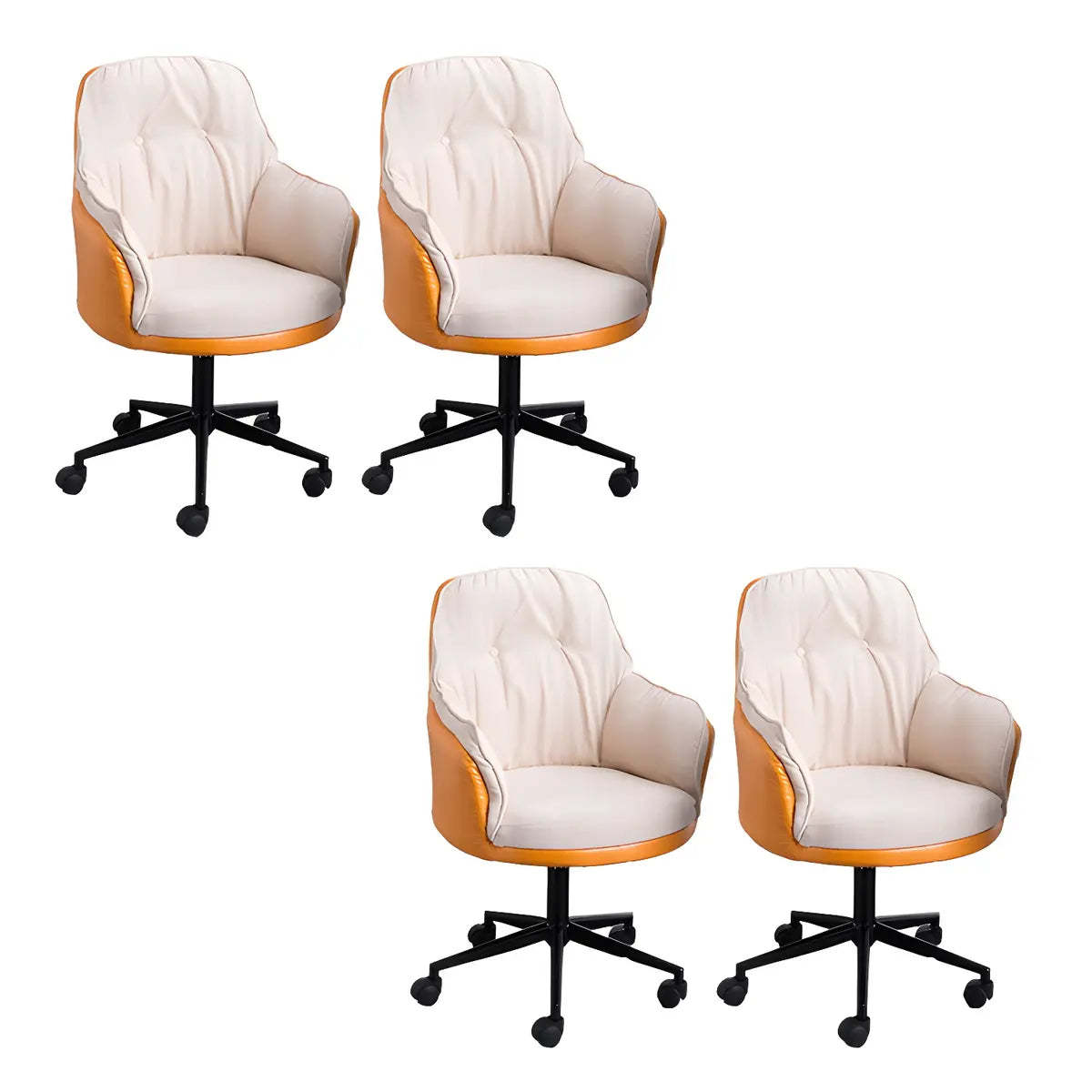 Contemporary Houndstooth Office Chair with Wheels — 8 Piece Set / Grey / Nylon