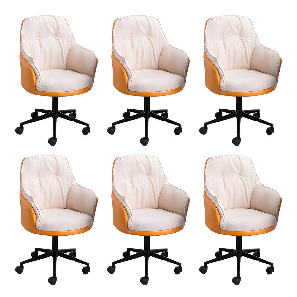 Contemporary Houndstooth Office Chair with Wheels — 8 Piece Set / Light Gray / Steel