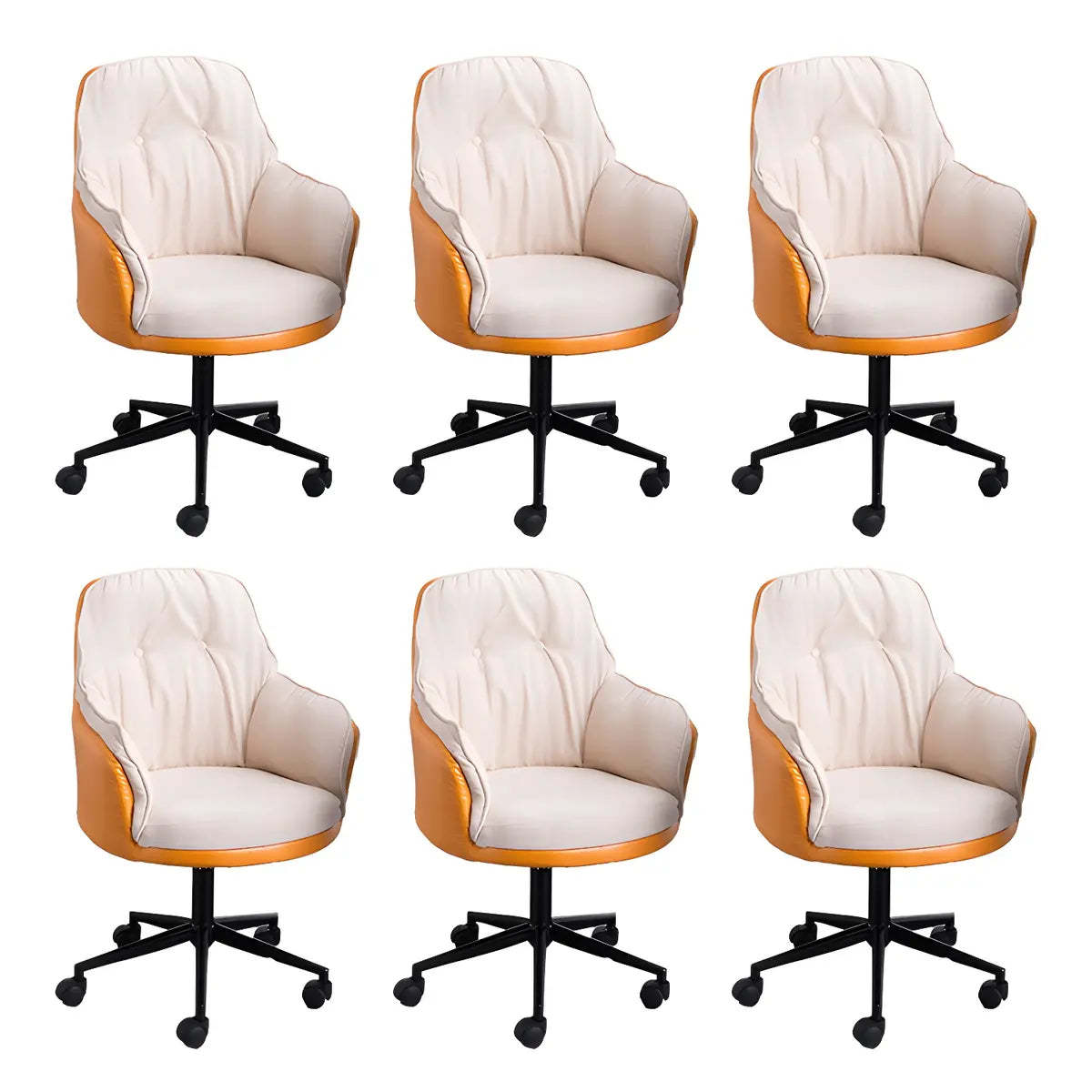 Contemporary Houndstooth Office Chair with Wheels — 8 Piece Set / Light Gray / Steel