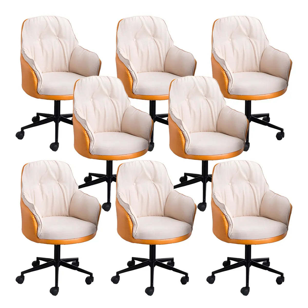 Contemporary Houndstooth Office Chair with Wheels — 8 Piece Set / Light Gray / Nylon