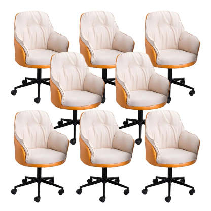 Contemporary Houndstooth Office Chair with Wheels — 8 Piece Set / Light Gray / Nylon