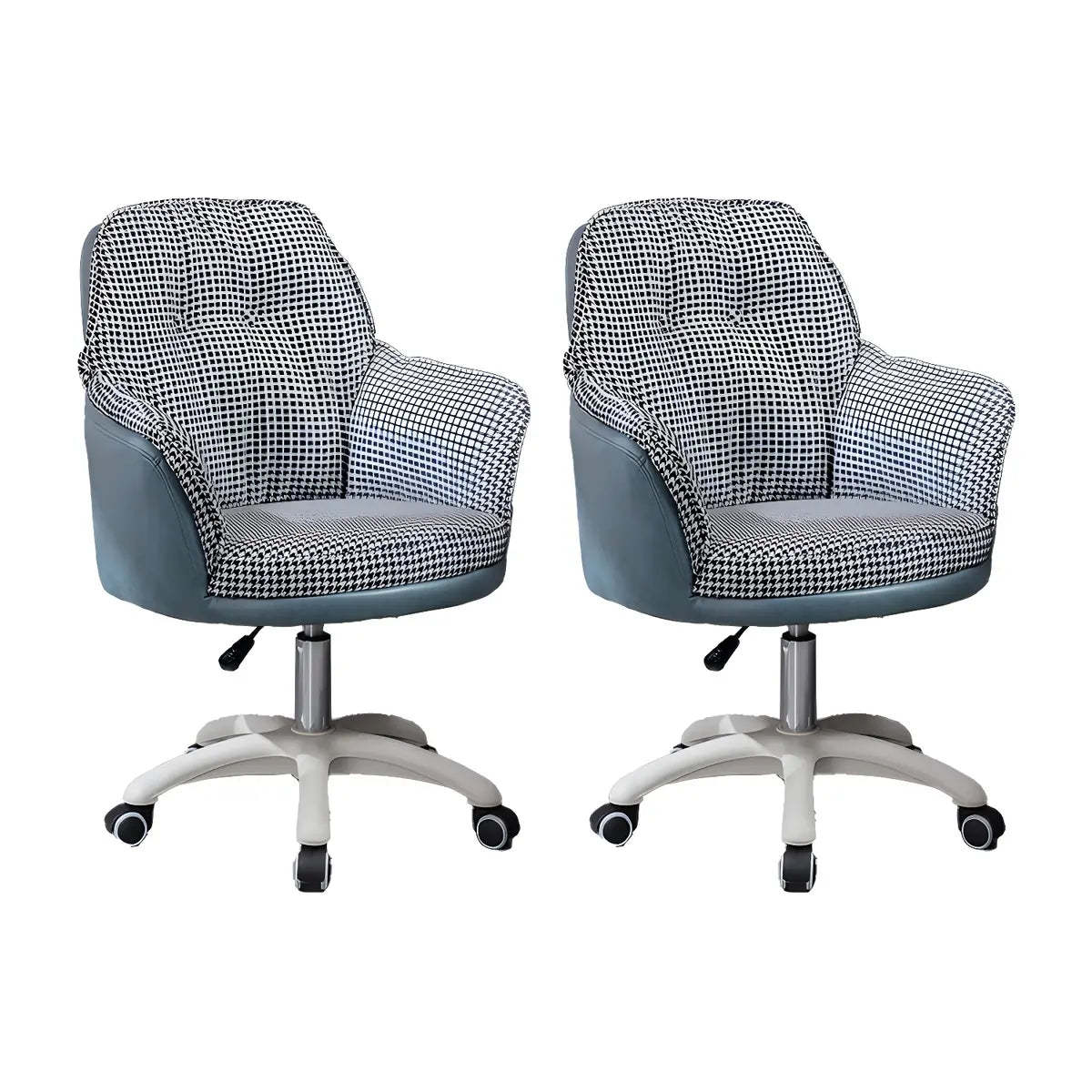Contemporary Houndstooth Office Chair with Wheels — 8 Piece Set / Orange / Steel