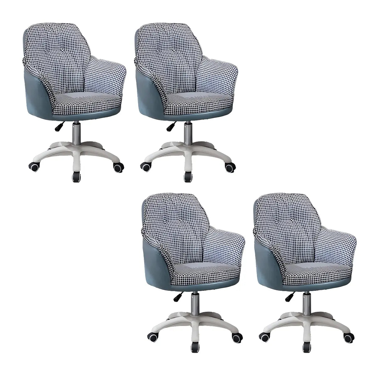 Contemporary Houndstooth Office Chair with Wheels — 8 Piece Set / Orange / Nylon
