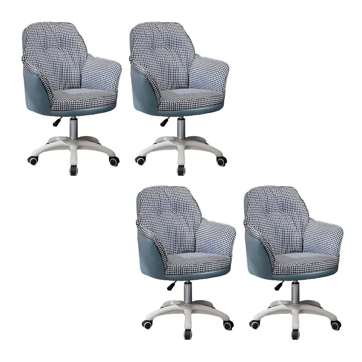 Contemporary Houndstooth Office Chair with Wheels — 8 Piece Set / Orange / Nylon