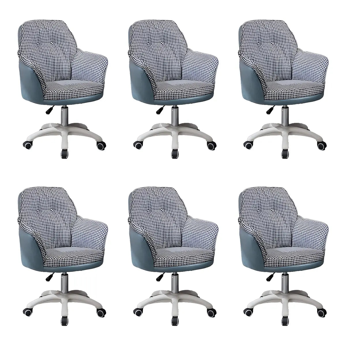 Contemporary Houndstooth Office Chair with Wheels — 8 Piece Set / Pink / Steel