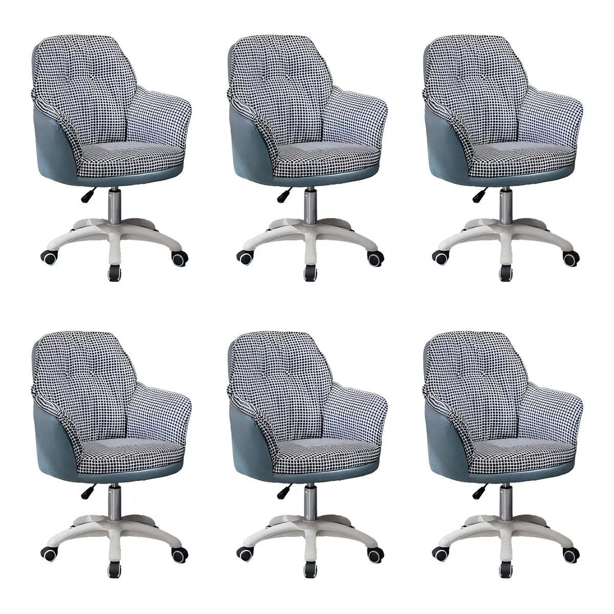 Contemporary Houndstooth Office Chair with Wheels — 8 Piece Set / Pink / Steel