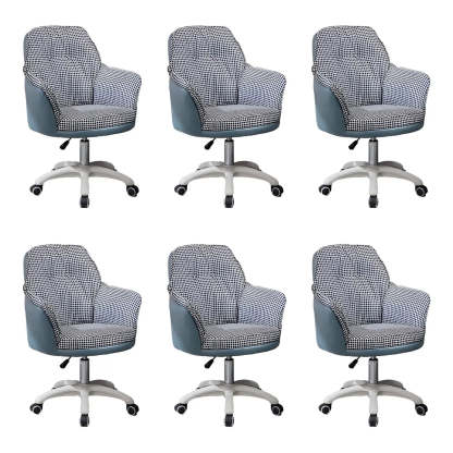 Contemporary Houndstooth Office Chair with Wheels — 8 Piece Set / Pink / Steel