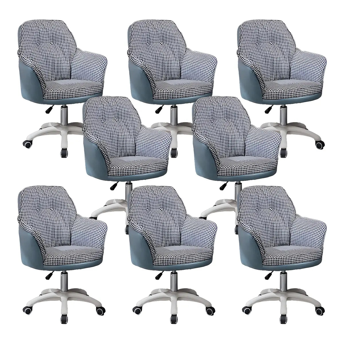 Contemporary Houndstooth Office Chair with Wheels — 8 Piece Set / Yellow / Steel