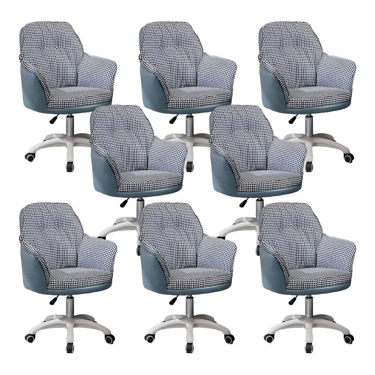 Contemporary Houndstooth Office Chair with Wheels — 8 Piece Set / Yellow / Steel