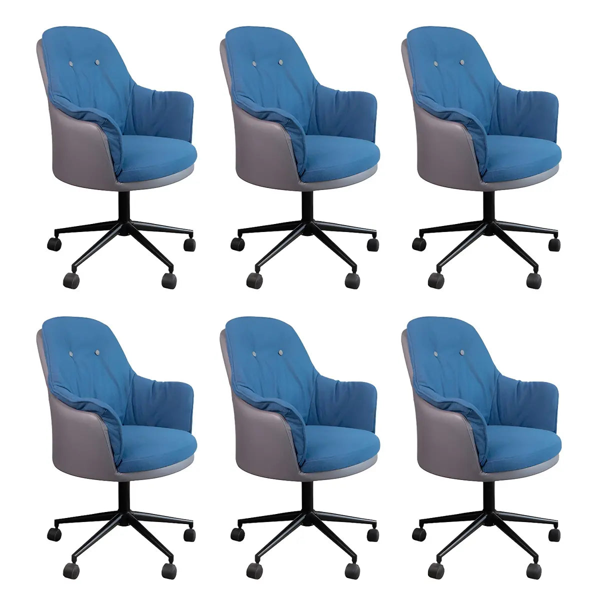 Contemporary Houndstooth Office Chair with Wheels — 1 Piece / Light Gray / Steel