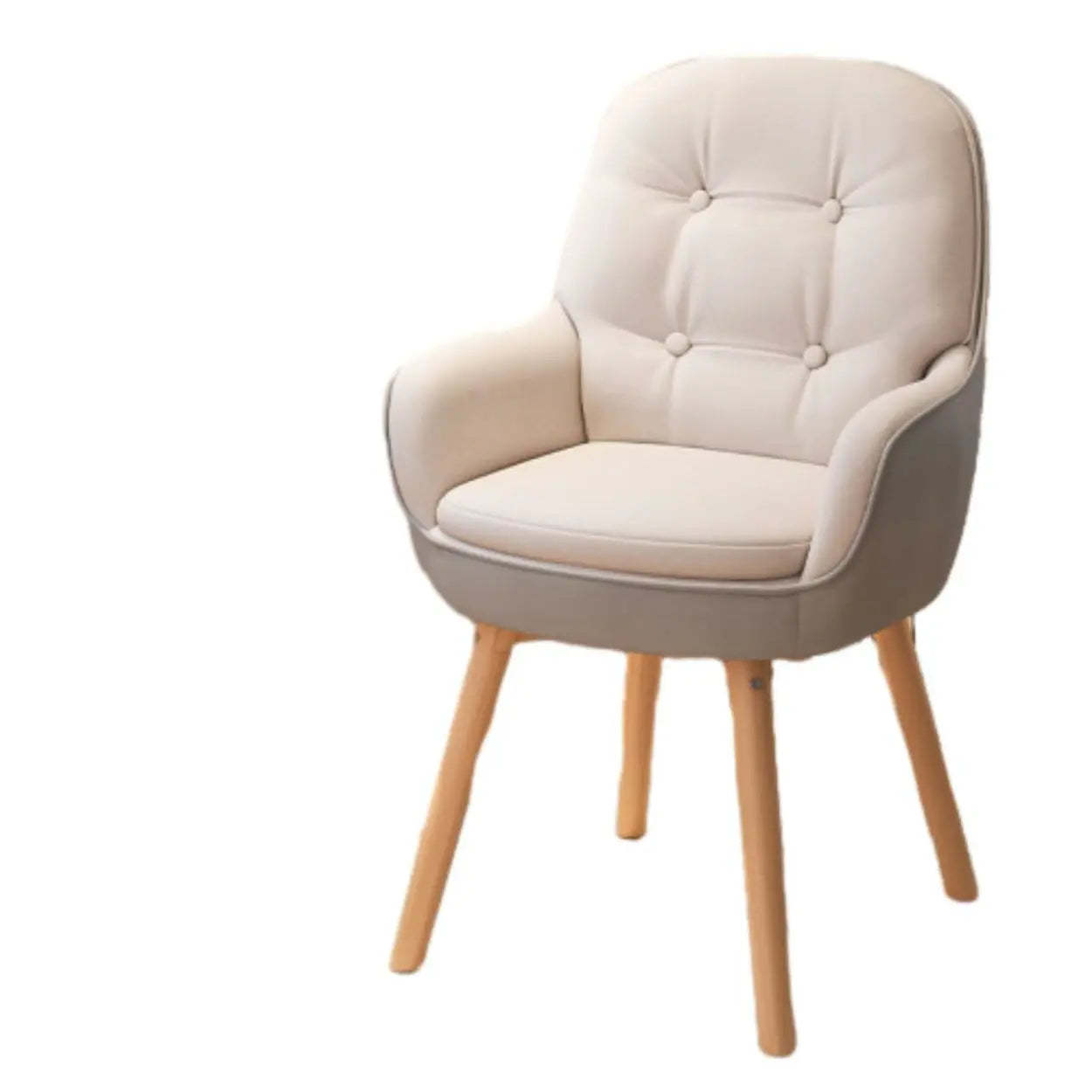 Contemporary Ivory Wood Frame Ergonomic Leather Office Chair — Off-White / Latex / Anti Cat Scratch Leather