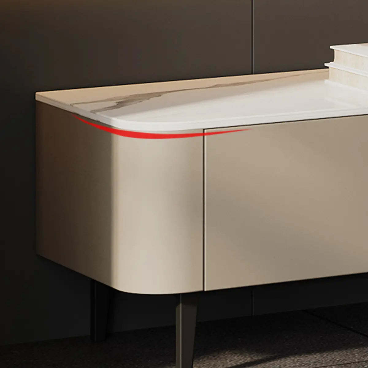 Contemporary Khaki Stone Long TV Stand with Drawers