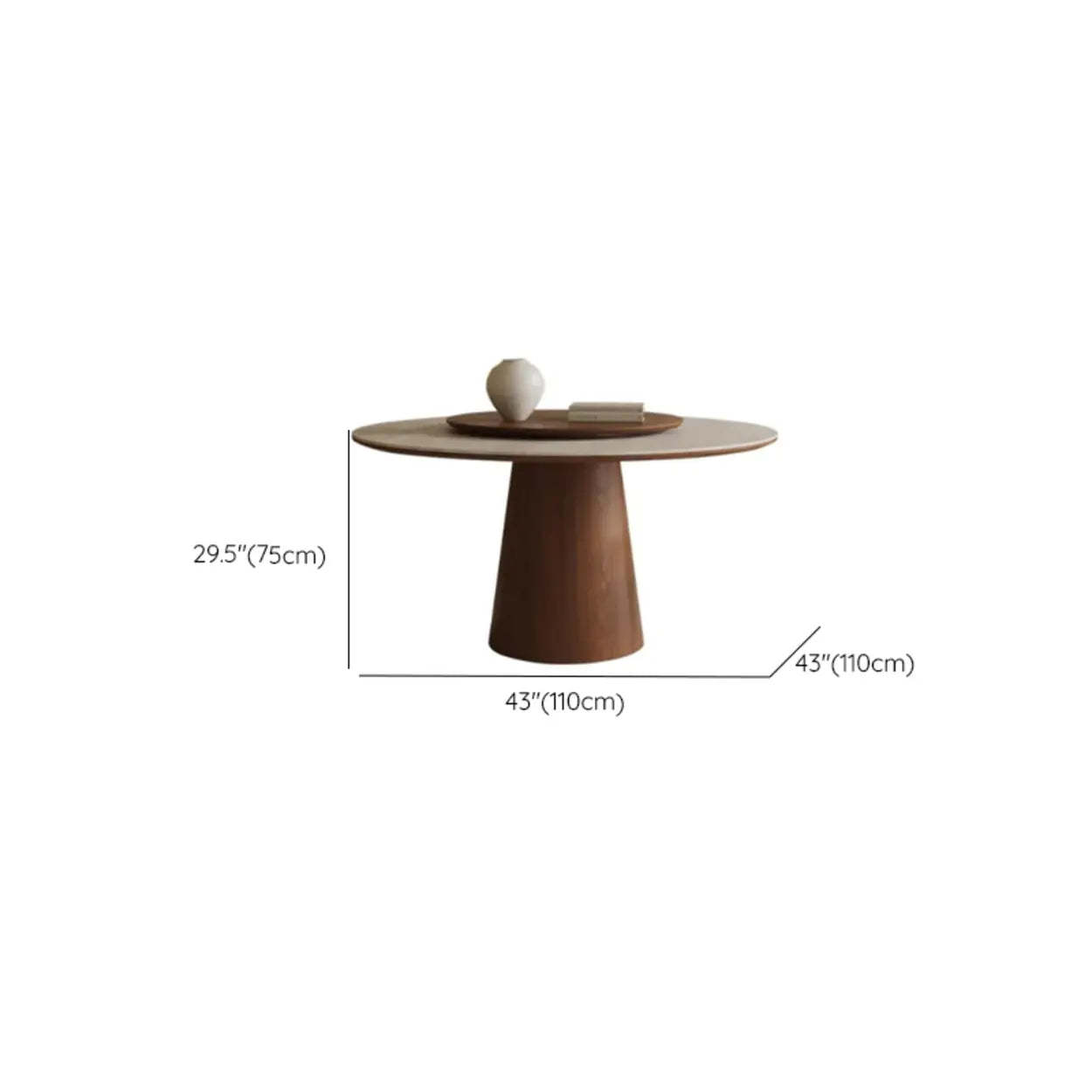 Contemporary Lazy Susan Rotating Round Dining Table